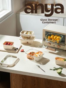 anya | Microwave Safe BPA-Free Glass Lunch Box with Silicone Inner Lid