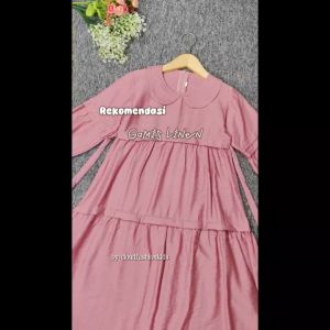 Gamis anak perempuan terbaru bahan katun linen usia 3-12 tahun pakaian muslim anak perempuan free hijab