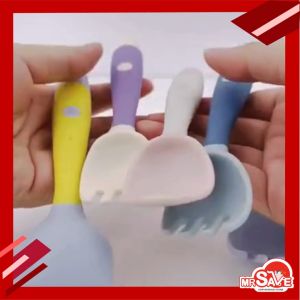 [MRSAVE] Flexible Bendable Baby Feed Training Cutlery Soft Silicone  Spoon Fork Set/Sudu Garpu Budak (MS20240310005)