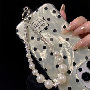 Luxurious Pearl Rhinestone Handbag Chain Short Style Camera Keychain with Clip High End Elegant Heavy Duty Mobile Phone Case Keyring Bag Charm