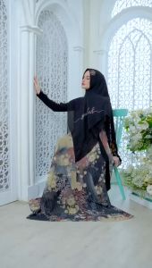 Gamis Syari DC Makassar by Gallery Syarifah - Set Syari Realpic Terbaru Lebaran Mewah Hitam Putih