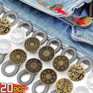 20ชิ้นกางเกงยีนส์ตัวขยายเอวยืดกระดุมปรับได้ยืดหดได้กระดุมสปริงที่ติดเสื้อผ้าดีไอวายกางเกงยีนส์ฟรีเย็บตัวขยายเอวยืด S
