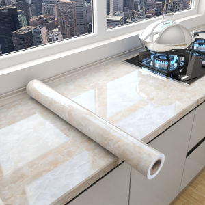 【现货 高品质】1m*60cmThickened 1m kitchen waterproof and oil proof ceramic tile marble sticker cabin加厚1米厨房防水防油瓷砖大理石贴纸橱柜桌面旧家具翻新自粘墙纸