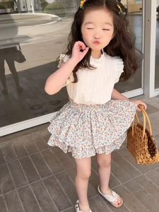 Sunday Kids Fashion Korean Girls Clothing Kids Girls Terno Floral Top With Shorts 2 Pieces Clothes Set Kids Outfits