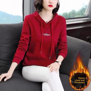 QIAOXIZI | Thickened and Fleece-lined Hooded Sweater for Women in Autumn and Winter