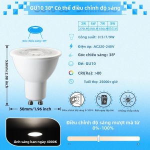 GATETOP | 100 Bóng Đèn LED GU10 3W-9W Có Thể Điều Chỉnh Độ Sáng 38 °   Đế Đèn GU10 Ánh Sáng Trắng Ấm/mát 120 Độ Dùng Cho Thiết Bị Chiếu Sáng