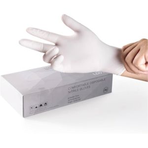 White Nitrile Gloves Disposable Non-Sterile Textured Household Cleaning Gloves for Beauty Salon Industrial Work Auto Mechanic