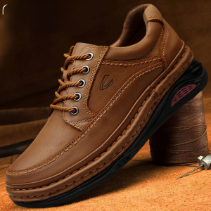 Camel Active Mens Handmade Leather Shoes Casual Outdoor Workwear Thick Bottom Wide Head Spring Autumn Wear Resistant Rubber Sole