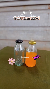 Botol Jus Kaca 250ml / 280ml (Full Kapasitas) + Tutup Alumunium - Cocok Untuk Botol Kaca Minuman Juice Botol Susu Kaca Botol Smoothies Botol Cold Brew Coffee Botol Madu Botol Sirup Refill