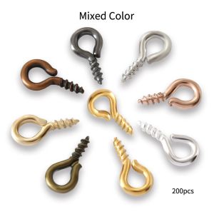 200pcs 4x8/5x10mm Small Screw Eye Pins Eyepins Hooks Eyelets for DIY Art Crafts Jewelry Making Findings Charm Bead Supplies