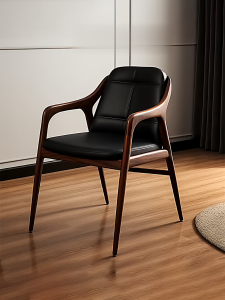 Modern Luxury Black Walnut Leather Back Chair Dining Table Tea Table Chair Home Office Furniture New Chinese Style Sofa Chair