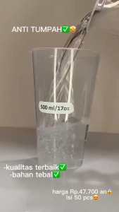 【CUP 100 PCS】Cup Injection 500ml 17oz / CUP PLASTIK 17OZ / Gelas Plastik Thinwall Tebal Datar