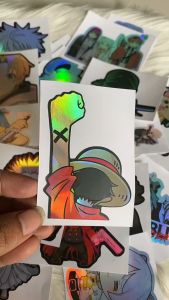 Stiker Hologram One piece luffy ukuran 8 cm