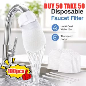 【BUY 50 TAKE 50】100pcs  Faucet Filter Cotton Thickened Universal Faucet Filter with T-strap Anti-splash Tap Water Universal Faucet Filter Bag Anti-Splash Thickened Faucet Filter Bag with Strap Tap Splash-Proof Water Filter Bag
