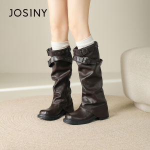 Josiny | Vintage Melard Womens Long Boots Slim Versatile Black