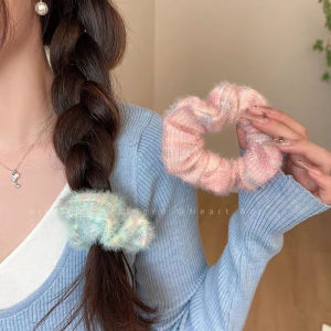 Sweet Gradient Ice Cream Knitted Hair Ties Soft Filter Mahai Wool Hair Bands Large Elastic Hair Bands Girl Hair Accessories