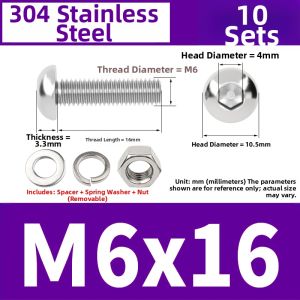 Creaby | Comprehensive Set Stainless Steel Hexagonal Screws