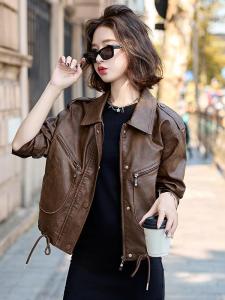 OUCAO | Áo Khoác Da Phong Cách Retro Dài Ngắn Giảm Cân