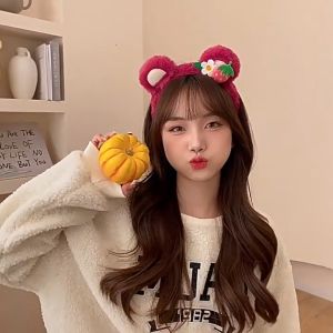 Băng Đô Cài Tóc Hình Tai Gấu Lotso / Gấu Dâu Tây Bằng Lông Nhung Thời Trang