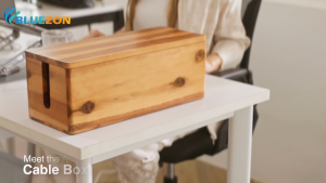 Hộp gỗ đựng ổ cắm điện BLUEZON hộp đựng dây điện hộp dây sạc an toàn cho trẻ nhỏ