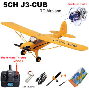 New J3-CUB RC Airplane 5CH 2.4G Remote Control Mode1 (Right Hand Throttle) 3D/6G 1406 Brushless Motor Outdoor Foam Fiexd Plane
