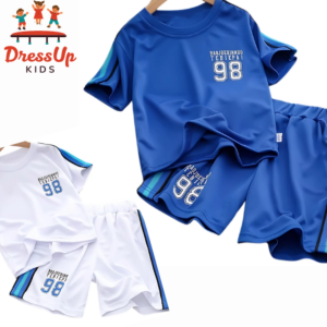 Trendy Kids Jersey Set – Quick-Dry 2-Piece Sports Outfit for Boys | Short Sleeve Summer Basketball Jersey Set