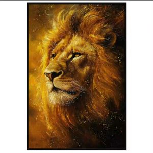 Tranh sơn dầu sư tử. Tranh treo tường dán tường canvas trang trí. CGI-1785