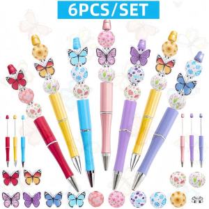6 Chiếc Cầu Vồng Bướm Chủ Đề Hoa DIY Đính Hạt Bút Bi Bộ Hạt Gỗ Văn Phòng & Đồ Dùng Học Tập Cho Mùa Xuân Hè