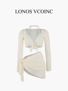 LONOS VCOINC 2025 New Bikini Swimsuit Four-Piece Set Cover up Sunscreen High-End Feeling Hot Springs Womens Swimwear