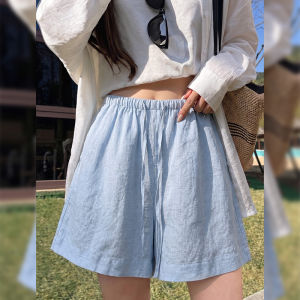 XINGJUSHE | White Bristle Flax Short Pants Female Summer Lightweight Cool Sense Sun Protection A-Word Cotton Linen Flared