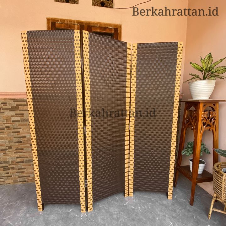 Sketsel Pemisah Ruangan Rotan sintetis Lipat Tinggi 170cm 2-4 pintu