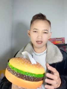 Hộp đựng giấy ăn hình chiếc bánh Hamberger - Dụng cụ đựng khăn giấy Hamberger decor bàn ăn nhà hàng quán ăn phòng khách bàn làm việc