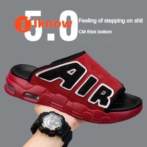 I know Mens Fashionable Summer New Arrival Air Cushion Outdoor One-Word Slippers - Comfortable and Trendy Beach Sandals