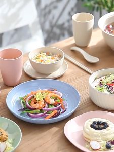 จาน ฟางข้าวสาลี จานข้าว 22.5CM ภาชนะใส่อาหาร จานใส่อาหาร ทนทาน พร้อมส่งจ้า