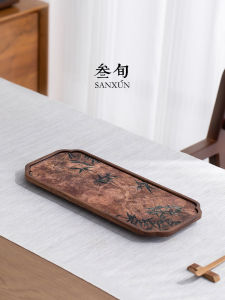 Thirty-Year Walnut Tea Tray 2024 New Arrival For Home Creative Solid Wood Dry Pour Small Tea Table Kung Fu Tea Cup Tea Set Tray