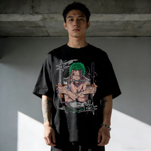 Bandai | One Piece Men Women Cotton T-shirt Roronoa Zoro Summer Anime Tee 2026 Summer Short-sleeved Retro Harajuku Y2K Streetwear Tops