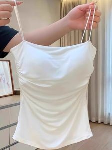 chaqi | White Strapless Vest Womens Inner Wear Summer Outdoor Ice Silk Beautiful Back Spandex Short Style Commute Style Solid Color