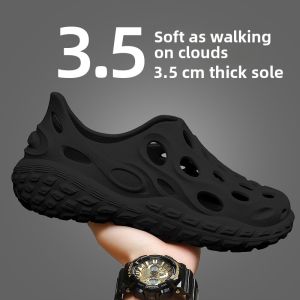 Mens Summer Outdoor Wear Anti-Slip Odor-Resistant Water Shoes Driving Fishing Trekking Sandals Hole Hole Slippers Simple Style EVA Material