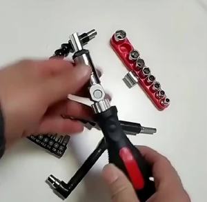 Multifunction Ratchet Screwdriver 180 Degree Angle Adjustable Two Way Rotation 14 Inch Quick Release for Tight Space Work
