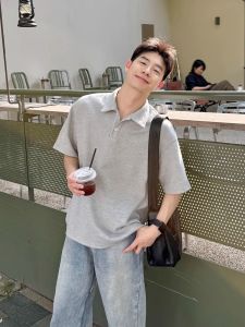 Áo Thun Polo Tay Ngắn Màu Xám Chất Lượng Cao Cho Nam Mùa Hè 2025 Phong Cách Mới Cleanfit Cổ Polo Đa Năng Đi Làm Phong Cách Công Sở