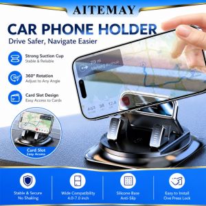 Aitemay 2PCS Universal Anti-Slip Dashboard Car Phone Mount Holder 360° Rotation Washable for Mobile Navigation GPS Devices - Car Accessories