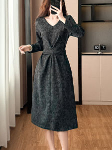 DAIXIANGFEIZI | Spring Autumn Winter Dress V-Neck Sleeve Long Length Small and Plus Size