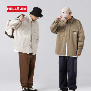 HELLO JIM man shirts new fashion Cargo shirt men 100% cotton shirts 2023 new arrival long sleeve loose shirt for men K3752