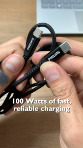Philips 100W 1.2m USB Type C to USB C PD Cable for Apple MacBook Air 2020/MacBook Pro 2018 SAMSUNG S21/S22+/Note 20/S10 Huawei Matebook iPad Pro 2018 Support Quick Charge PD3.0/4.0 USB Cord