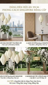 Lồng đèn Hội An hình thoi màu trắng kem trang trí spa nhà hàng coffee tiệm bánh balcony căn hộ homestay villas