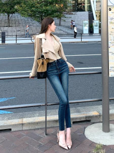 Vintage Washed High Waist Skinny Jeans Womens Nine-Piece Leggings Comfortable Stretch Denim Pants Autumn Season Fashion