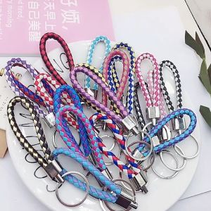 MallMainan-C1198 Gantungan Kunci Kulit Braided Kepang Aksesoris / Keychain Tali Anyaman Multifungsi