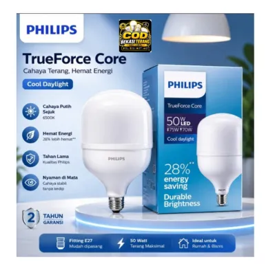 Promo Philips LED TrueForce Core Lampu LED 30W 40W 50W Daylight 33% Hemat Energi 27% 28% Kecerahan Awet