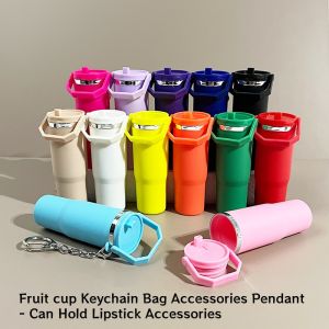 Cute Mini Fruit cup Keychain Bag Accessories Pendant - Can Hold Lipstick AccessoriesLadies and Girls Accessories Gifts