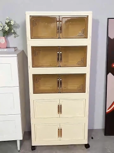 DINEEASY Foldable Cabinet For Clothes Cabinet With Magnetic Suction Door Plastic Wardrobe Storage Organize